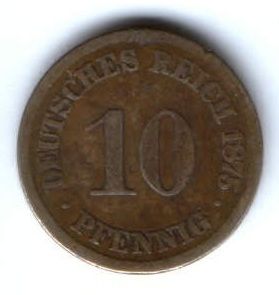 10 пфеннигов 1875 г. J Германия
