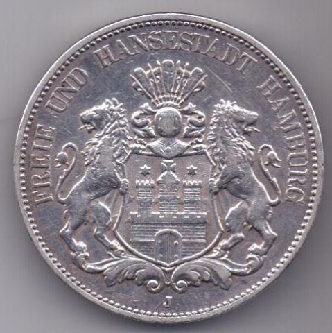 5 марок 1900 г. Гамбург. Германия