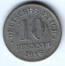 10 пфеннигов 1918 г. Германия