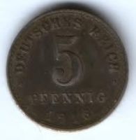 5 пфеннигов 1918 г. Германия