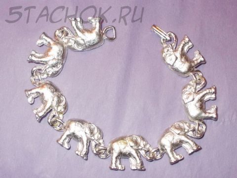 Браслет "Слоники" под матовое серебро