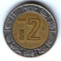 2 песо 1998 г. Мексика