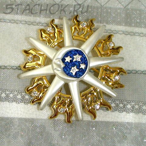 Брошь "Небесные светила" под серебро,золото,стразы