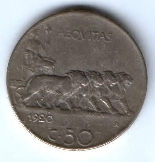 50 чентезимо 1920 г. Италия