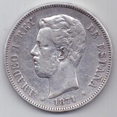 5 песет 1871 г. Испания