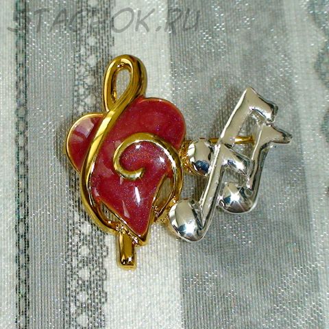 Брошь "Музыка" под золото/серебро/эмаль