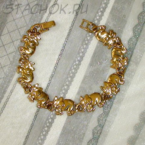 Браслет "Слоники" под золото