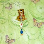 Брошь "Котейка и скворечник" под серебро/эмаль/крошка