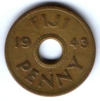 1 пенни 1943 г. Фиджи