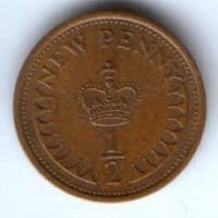 1/2 пенни 1973 г. Великобритания