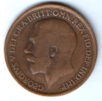 1 пенни 1917 г. Великобритания