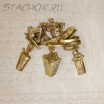 Брошь "Фильм, фильм, фильм!" под античное золото
