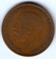 1 пенни 1927 г. Великобритания