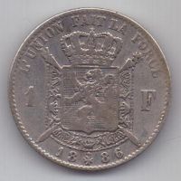1 франк 1886 г. Бельгия
