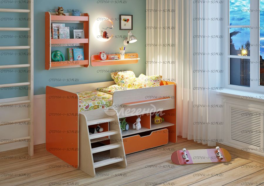кровать-чердак Л-6 с полками
