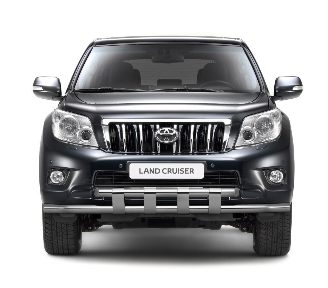 Защита переднего бампера двойная с пластинами d63/63мм (НПС) TOYOTA LAND CRUISER PRADO 150 2013-