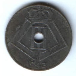 5 сантимов 1943 г. Бельгия