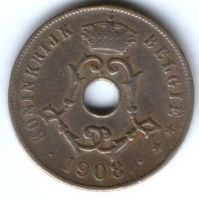 25 сантимов 1908 г. Бельгия BELGIE