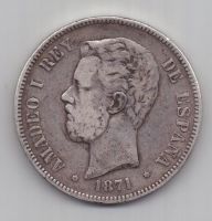 5 песет 1871 г. Испания