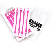 Cиликоновые шнурки для обуви Hilaces цвет Розовый/Белый в раскрытой упаковке