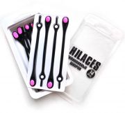 Cиликоновые шнурки для обуви Hilaces цвет Черный/Розовый в раскрытой упаковке