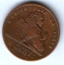 1 сантим 1901 г. Бельгия