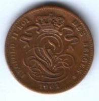 1 сантим 1901 г. Бельгия