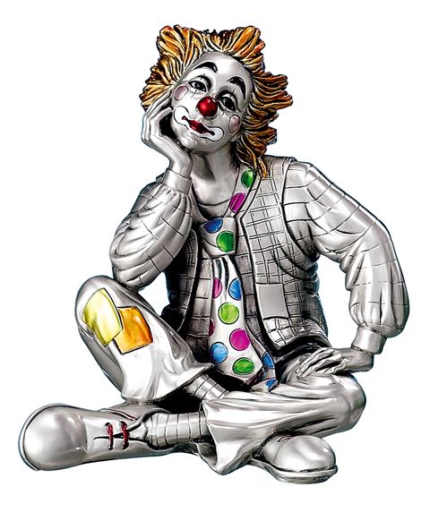 Серебряная коллекционная фигурка клоуна-мечтателя (Италия)