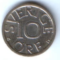 10 эре 1987 г. Швеция