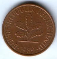 2 пфеннига 1989 г. Германия