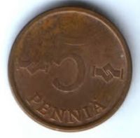5 пенни 1971 г. Финляндия