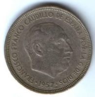 5 песет 1957 г. Испания