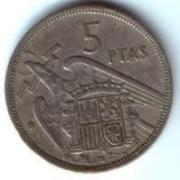 5 песет 1957 г. Испания
