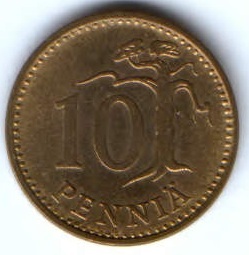 10 пенни 1969 г. Финляндия