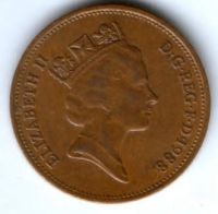 2 пенса 1988 г. Великобритания