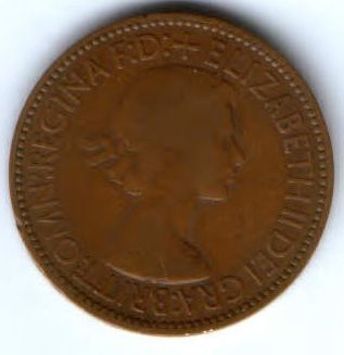 1/2 пенни 1953 г. коронационный редкий год Великобритания