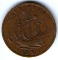 1/2 пенни 1952 г. Великобритания