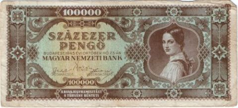 100000 пенго 1945 г. Венгрия