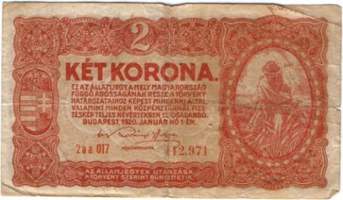 2 кроны 1920 г. Венгрия