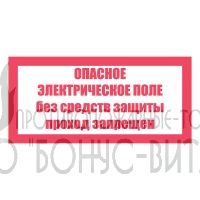 T23/S13 (Пластик 100 х 200) Опасное электрическое поле. Без средств защиты проход запрещен