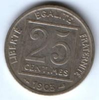 25 сантимов 1903 г. Франция