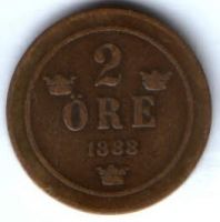 2 эре 1888 г. Швеция