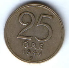 25 эре 1949 г. Швеция