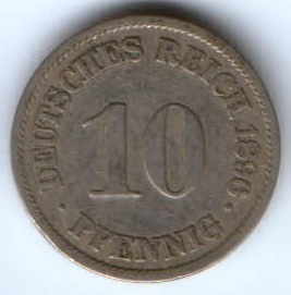 10 пфеннигов 1896 г. Германия