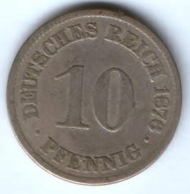 10 пфеннигов 1876 г. Германия