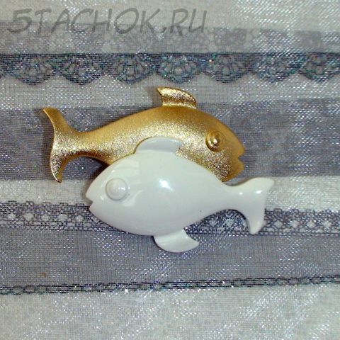 Брошь "Рыбки" под золото, эмаль