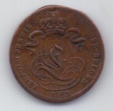 1 сантим 1862 г. Бельгия