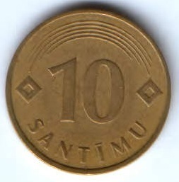 10 сантимов 1992 г. Латвия