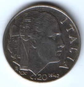 20 чентезимо 1942 г. Италия
