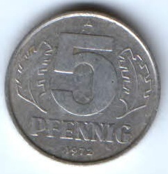 5 пфеннигов 1972 г. Германия ГДР